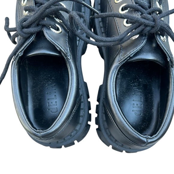 Dolls Kill Delia's Teen Craft Oxford Shoes 6 Goth Academia Lace Up Logo - Picture 8 of 13